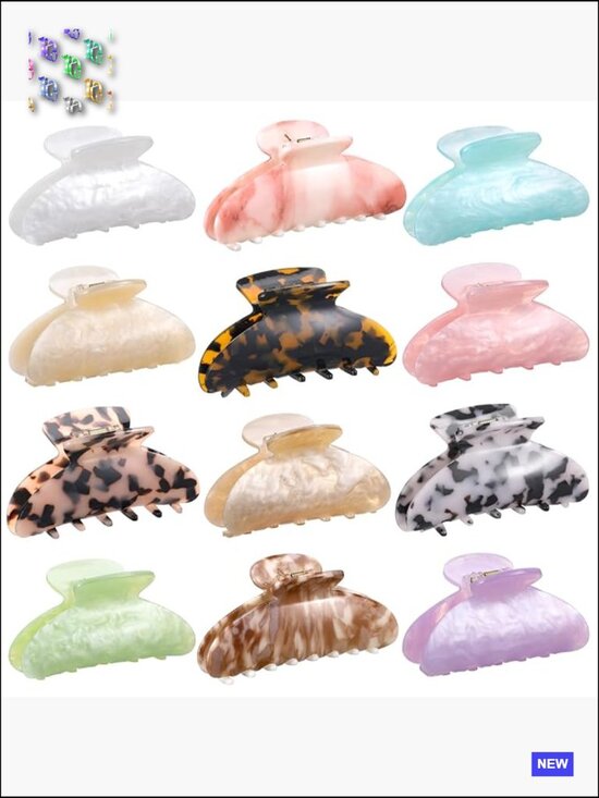 12 Acrylic Hair Claw Clips Non Slip Hold Clamps Bulk Leopard Print Barrettes main image 6